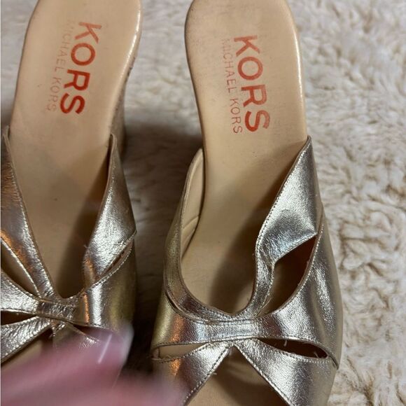 Vintage Y2K Michael Kors Gold Wedge Sandals - Picture 9 of 10